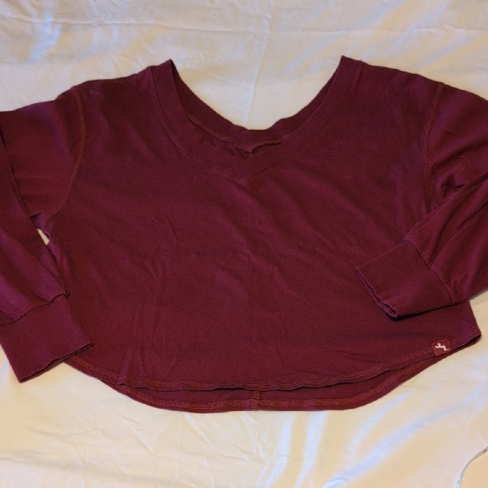 JoyLab Burgundy Long Sleeve Shirt - Cropped / Oversized